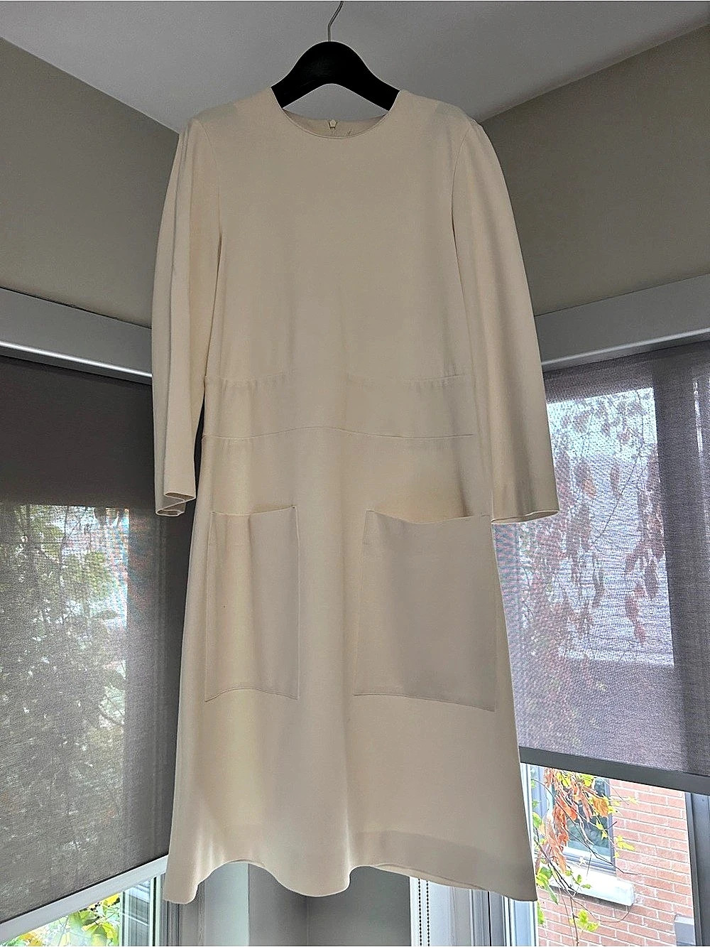 Liviana Conti Long Sleeve Midi Dress in Cream Size 42